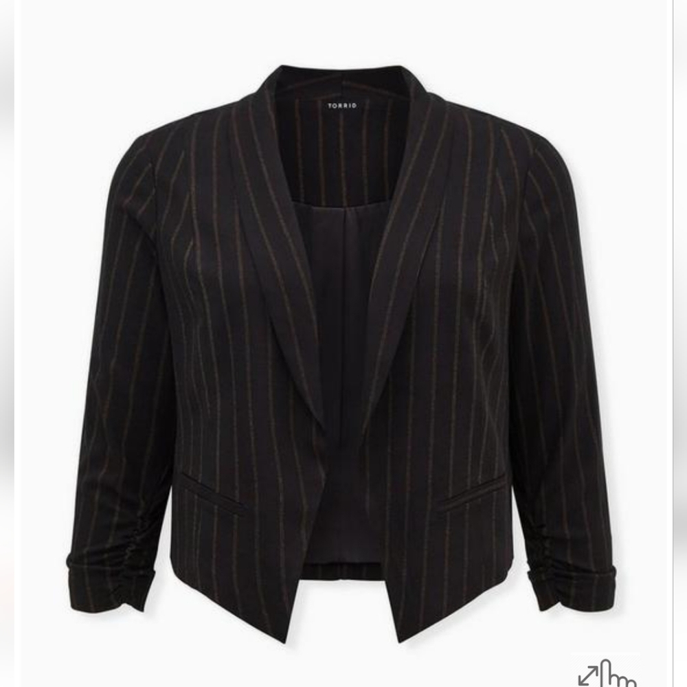 Torrid Black Stripe Twill Cutaway Blazer Size 2